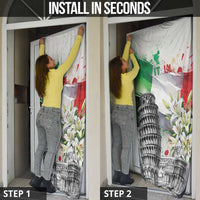 Italy Pisa Tower Door Cover White Lily With Flag Style - Wonder Print Shop