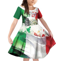 Italy Pisa Tower Family Matching Off Shoulder Short Dress and Hawaiian Shirt White Lily With Flag Style - Wonder Print Shop