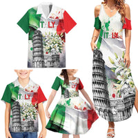 Italy Pisa Tower Family Matching Summer Maxi Dress and Hawaiian Shirt White Lily With Flag Style - Wonder Print Shop