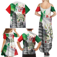 Italy Pisa Tower Family Matching Summer Maxi Dress and Hawaiian Shirt White Lily With Flag Style - Wonder Print Shop