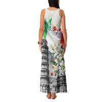 Italy Pisa Tower Family Matching Tank Maxi Dress and Hawaiian Shirt White Lily With Flag Style - Wonder Print Shop