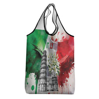 Italy Pisa Tower Grocery Bag White Lily With Flag Style - Wonder Print Shop