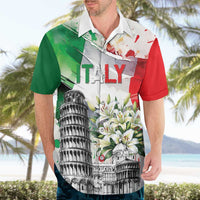 Italy Pisa Tower Hawaiian Shirt White Lily With Flag Style - Wonder Print Shop