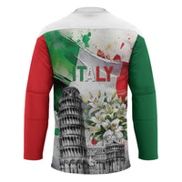 Italy Pisa Tower Hockey Jersey White Lily With Flag Style - Wonder Print Shop