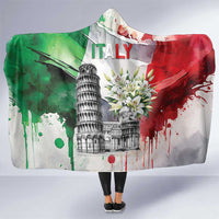 Italy Pisa Tower Hooded Blanket White Lily With Flag Style - Wonder Print Shop