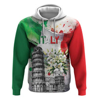 Italy Pisa Tower Hoodie White Lily With Flag Style - Wonder Print Shop