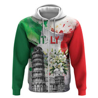 Italy Pisa Tower Hoodie White Lily With Flag Style - Wonder Print Shop