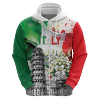 Italy Pisa Tower Hoodie White Lily With Flag Style - Wonder Print Shop