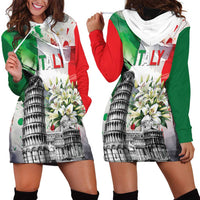 Italy Pisa Tower Hoodie Dress White Lily With Flag Style - Wonder Print Shop