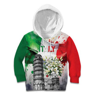 Italy Pisa Tower Kid Hoodie White Lily With Flag Style - Wonder Print Shop