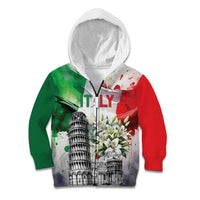 Italy Pisa Tower Kid Hoodie White Lily With Flag Style - Wonder Print Shop