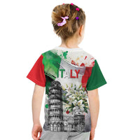 Italy Pisa Tower Kid T Shirt White Lily With Flag Style - Wonder Print Shop