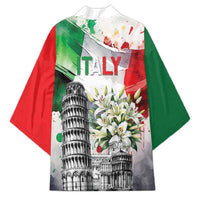 Italy Pisa Tower Kimono White Lily With Flag Style - Wonder Print Shop