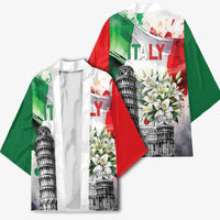Italy Pisa Tower Kimono White Lily With Flag Style - Wonder Print Shop