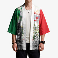 Italy Pisa Tower Kimono White Lily With Flag Style - Wonder Print Shop