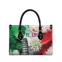 Italy Pisa Tower Leather Bag White Lily With Flag Style - Wonder Print Shop
