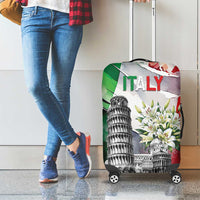 Italy Pisa Tower Luggage Cover White Lily With Flag Style - Wonder Print Shop