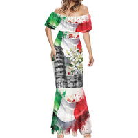 Italy Pisa Tower Mermaid Dress White Lily With Flag Style - Wonder Print Shop
