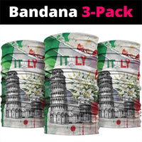 Italy Pisa Tower Neck Gaiter White Lily With Flag Style - Wonder Print Shop