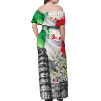 Italy Pisa Tower Off Shoulder Maxi Dress White Lily With Flag Style - Wonder Print Shop