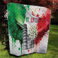 Italy Pisa Tower Quilt White Lily With Flag Style - Wonder Print Shop