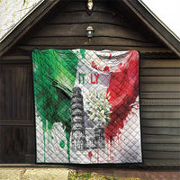 Italy Pisa Tower Quilt White Lily With Flag Style - Wonder Print Shop