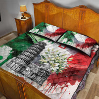 Italy Pisa Tower Quilt Bed Set White Lily With Flag Style - Wonder Print Shop