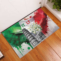 Italy Pisa Tower Rubber Doormat White Lily With Flag Style - Wonder Print Shop