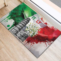 Italy Pisa Tower Rubber Doormat White Lily With Flag Style - Wonder Print Shop