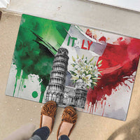 Italy Pisa Tower Rubber Doormat White Lily With Flag Style - Wonder Print Shop