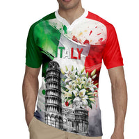 Italy Pisa Tower Rugby Jersey White Lily With Flag Style - Wonder Print Shop