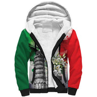 Italy Pisa Tower Sherpa Hoodie White Lily With Flag Style - Wonder Print Shop