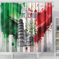 Italy Pisa Tower Shower Curtain White Lily With Flag Style - Wonder Print Shop