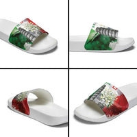 Italy Pisa Tower Slide Sandals White Lily With Flag Style - Wonder Print Shop