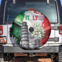 Italy Pisa Tower Spare Tire Cover White Lily With Flag Style - Wonder Print Shop