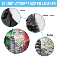 Italy Pisa Tower Spare Tire Cover White Lily With Flag Style - Wonder Print Shop