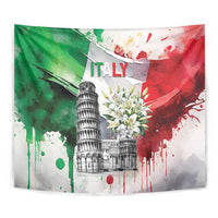 Italy Pisa Tower Tapestry White Lily With Flag Style - Wonder Print Shop