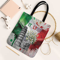 Italy Pisa Tower Tote Bag White Lily With Flag Style - Wonder Print Shop