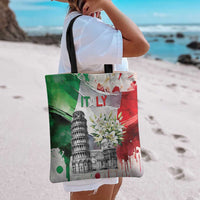Italy Pisa Tower Tote Bag White Lily With Flag Style - Wonder Print Shop