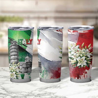 Italy Pisa Tower Tumbler Cup White Lily With Flag Style - Wonder Print Shop
