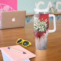 Italy Pisa Tower Tumbler With Handle White Lily With Flag Style - Wonder Print Shop