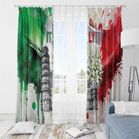 Italy Pisa Tower Window Curtain White Lily With Flag Style - Wonder Print Shop