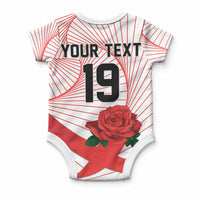 England Rugby Custom Baby Onesie English Red Rose Champions - White