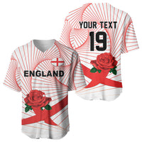 England Rugby Custom Baseball Jersey English Red Rose Champions - White