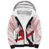 England Rugby Custom Sherpa Hoodie English Red Rose Champions - White