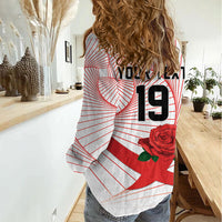 England Rugby Custom Women Casual Shirt English Red Rose Champions - White