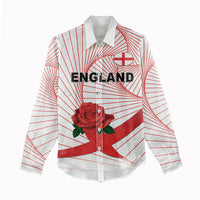 England Rugby Custom Women Casual Shirt English Red Rose Champions - White