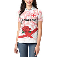 England Rugby Custom Women Polo Shirt English Red Rose Champions - White