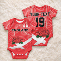 England Rugby Custom Baby Onesie English Red Rose Champions - Red