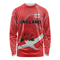 England Rugby Custom Long Sleeve Shirt English Red Rose Champions - Red